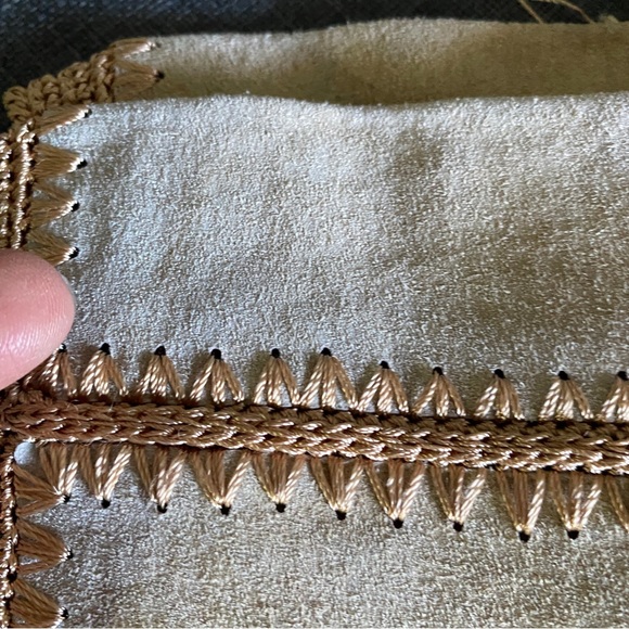 Lisa Intl Vintage Suede Jacket Woman’s L Large Crochet Tan Brown - Picture 9 of 13